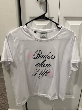 Women’s Gymshark White Crop Tee with Pink Star Accents